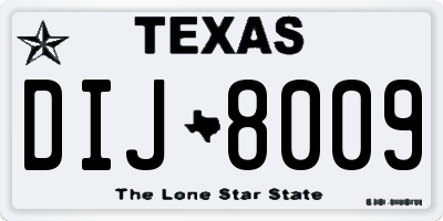 TX license plate DIJ8009