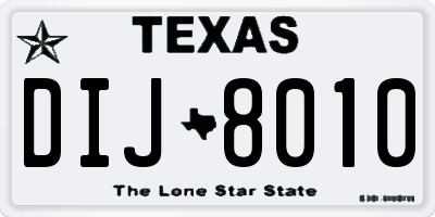 TX license plate DIJ8010