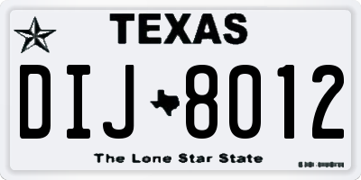 TX license plate DIJ8012
