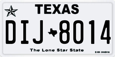 TX license plate DIJ8014