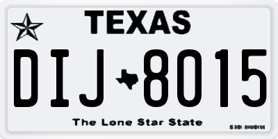 TX license plate DIJ8015