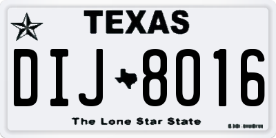 TX license plate DIJ8016