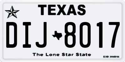 TX license plate DIJ8017