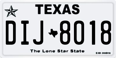 TX license plate DIJ8018