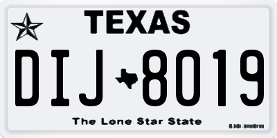 TX license plate DIJ8019