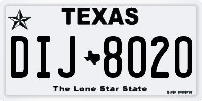 TX license plate DIJ8020