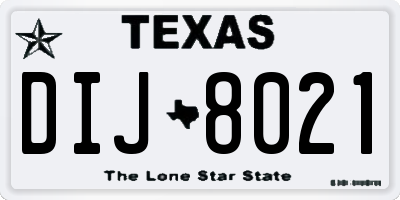 TX license plate DIJ8021