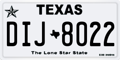 TX license plate DIJ8022