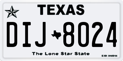 TX license plate DIJ8024