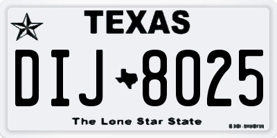 TX license plate DIJ8025