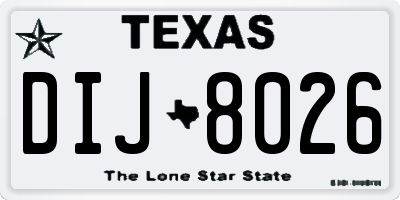 TX license plate DIJ8026