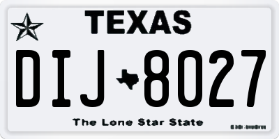 TX license plate DIJ8027