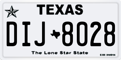 TX license plate DIJ8028