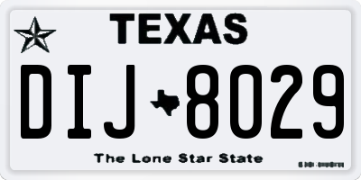 TX license plate DIJ8029