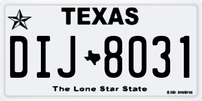 TX license plate DIJ8031