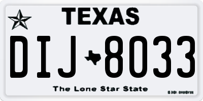 TX license plate DIJ8033