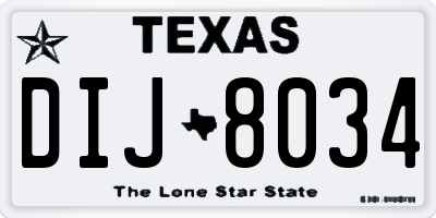 TX license plate DIJ8034