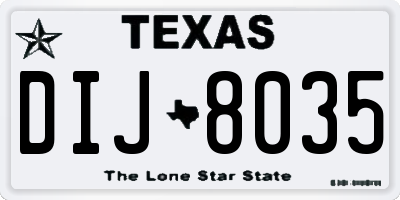 TX license plate DIJ8035