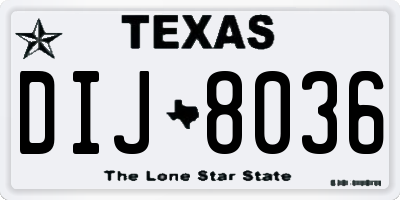 TX license plate DIJ8036