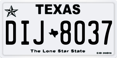 TX license plate DIJ8037