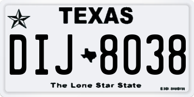 TX license plate DIJ8038
