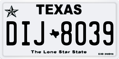 TX license plate DIJ8039