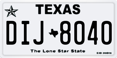 TX license plate DIJ8040