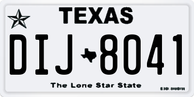 TX license plate DIJ8041