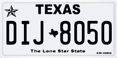 TX license plate DIJ8050
