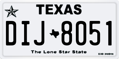 TX license plate DIJ8051