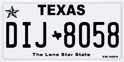 TX license plate DIJ8058