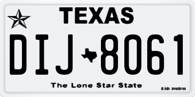 TX license plate DIJ8061