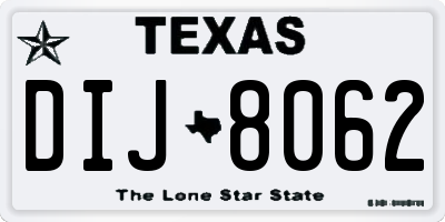 TX license plate DIJ8062