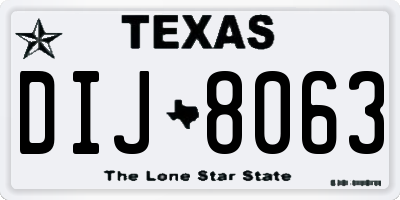 TX license plate DIJ8063