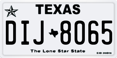 TX license plate DIJ8065
