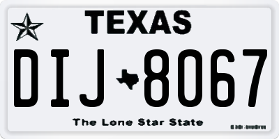 TX license plate DIJ8067