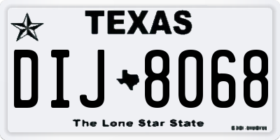 TX license plate DIJ8068