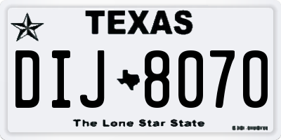 TX license plate DIJ8070