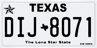 TX license plate DIJ8071