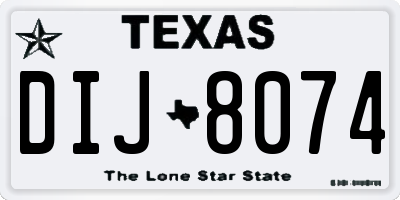 TX license plate DIJ8074