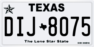 TX license plate DIJ8075