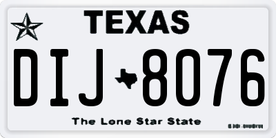 TX license plate DIJ8076