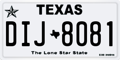 TX license plate DIJ8081
