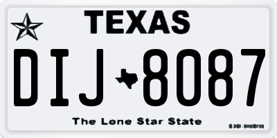TX license plate DIJ8087