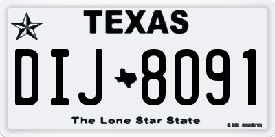 TX license plate DIJ8091