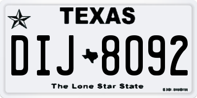 TX license plate DIJ8092