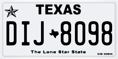 TX license plate DIJ8098