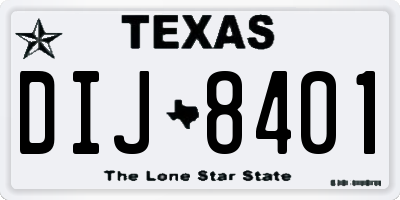 TX license plate DIJ8401
