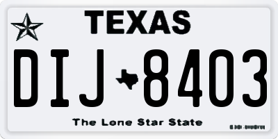 TX license plate DIJ8403