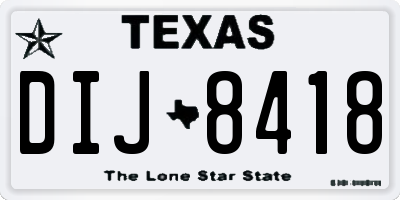 TX license plate DIJ8418